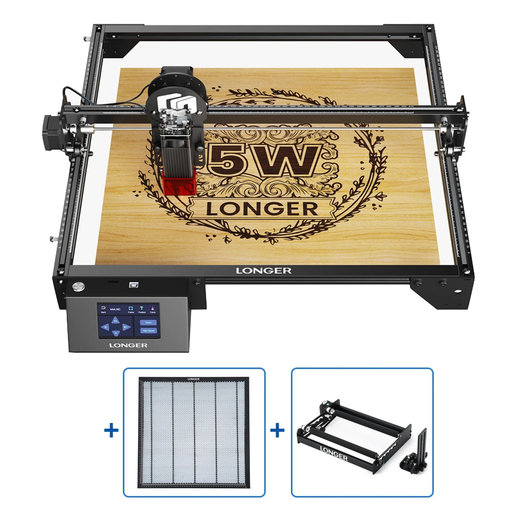 LONGER RAY5 5W LASER ENGRAVING MACHINE Quick Focus Wifi Control together with 500mm(19.69inch) Honeycomb Panel and Rotary Roller