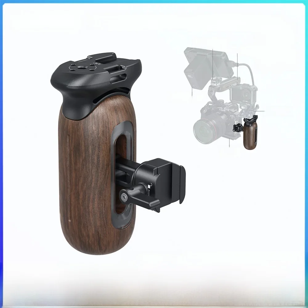 Smallrig Handle 5239 Wooden Side Handle With Nato Clamp For Cages Or Mounting Plates With A Nato Rail, Up To 15Kg/33.1Lb W Cold Shoe -5239 Small