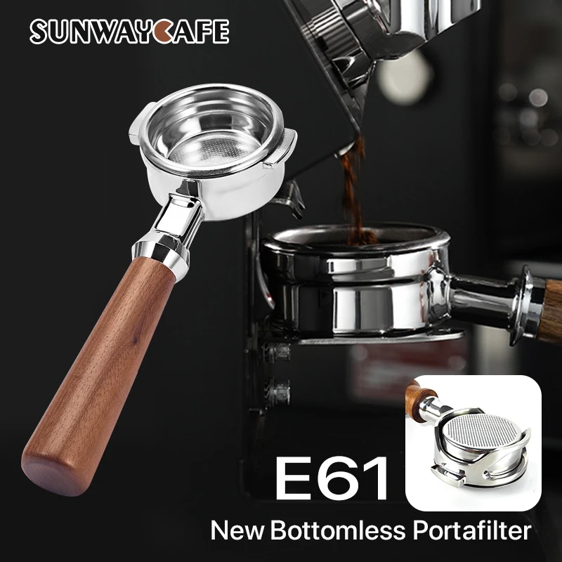 

New 58mm Coffee Machine Filter Holder E61 Bottomless Portafilter Hollow out design with Wooden Handle Universal Barista Tools