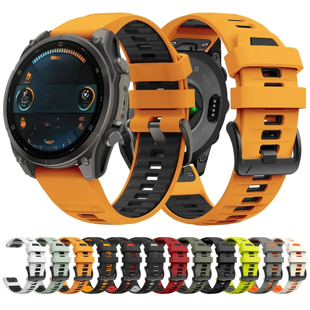 1:1 Fenix8 Horlogeband Voor Garmin Fenix 8 47mm 51mm E 7 7X6 6X5 5X/Epix Pro/Enduro 3 QuickFit 22mm 26mm Siliconen Band Armband - afbeelding 2