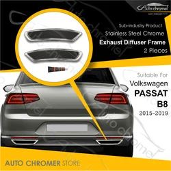 Für VW Passat B8 Chrom Auspuff Diffusor Rahmen 2015-2019 Edelstahl Auto Zubehör Hinten Rleitung Tuning Highline TSU FSU TDI