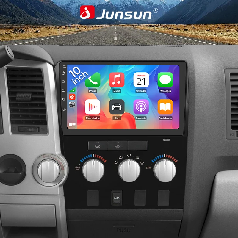 Junsun Auto GPS Navigation Multimedia Player for Toyota Tundra 2003 2004 2005 2006 2007–2008 Toyota Sequoia 2008 2009–2018 Built In Wireless Carplay Android Auto GPS Navigation Bluetooth 5.0 4G LTE 5G WiFi AI Voice Control