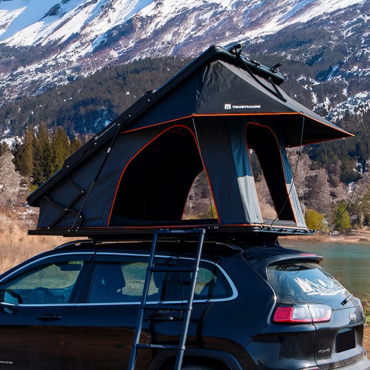 Triangle Aluminium Black Hard Shell Grey Rooftop Tent Scout Max High Ridge