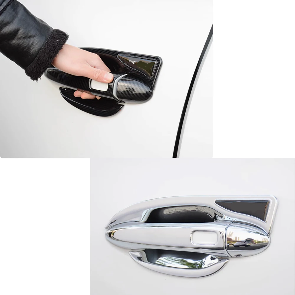 Car Handle Cover for Chery Chirey Tiggo 7 Ebro S700 2021~2025 2022 Carbon Fiber Chrome Door Sticker Trim Strip Cap Accessories