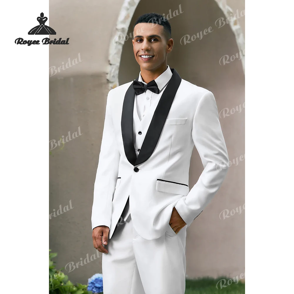 Three Piece Single Breasted One Button Men's Wedding Suit 2026 Shawl Lapel Evening Prom Suit costume homme mariage
