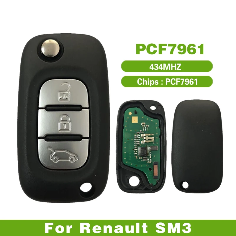 CN010054 Aftermarket Smart Remote Car Key For R-enault SM3 Fluence 2009-2015 Flip Control Key PCF7961 Chip 433Mhz