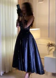 Customized High Low Satin Prom Dresses Strapless Handmade Beaded Bodice Evening Party Bride Gowns A Line Robe De Soiree