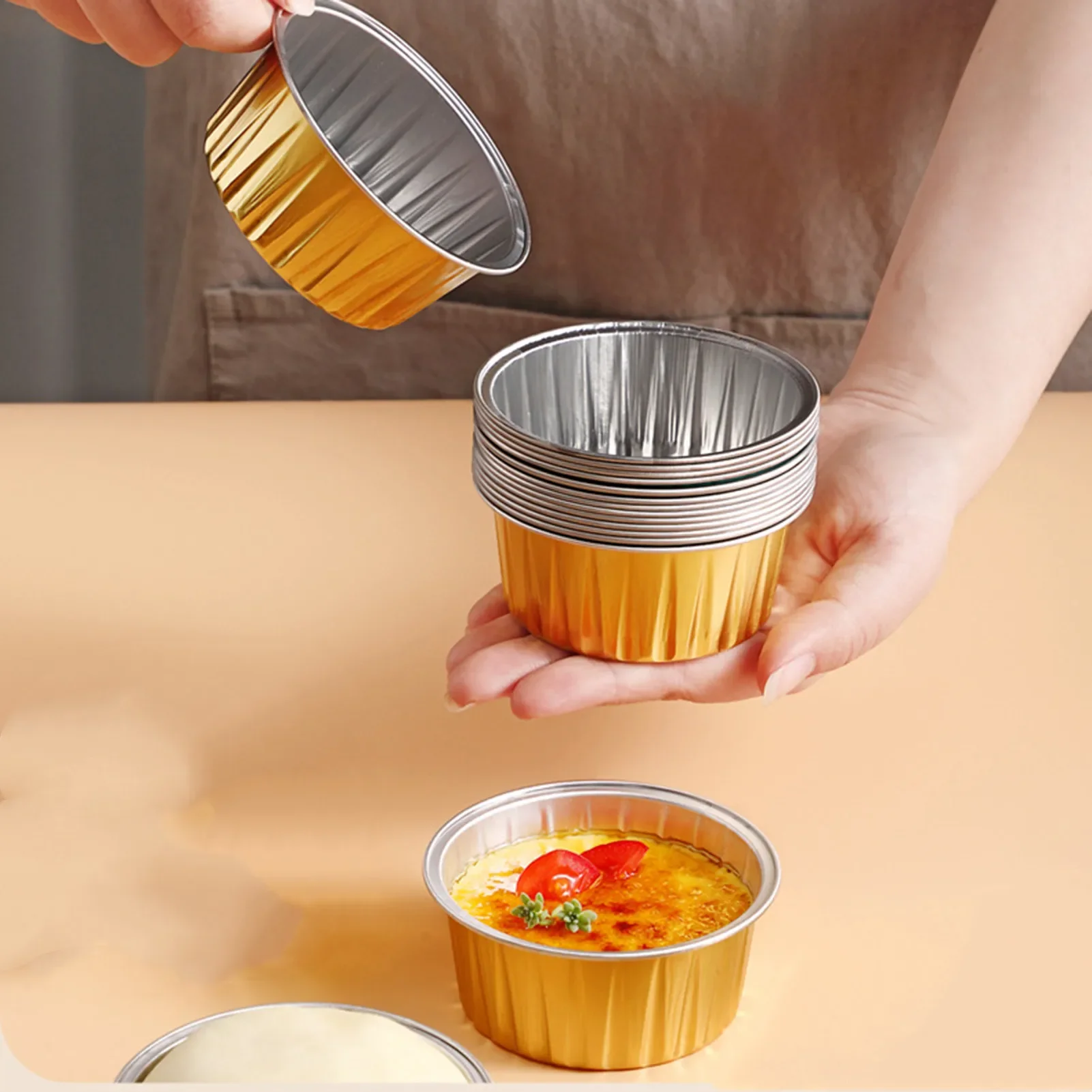 Tasse en aluminium réutilisable, moule à gâteau au Pudding, friteuse à Air, boîte en aluminium, petit plateau de cuisson, tasses en aluminium, outils de pâtisserie FU, 20 pièces