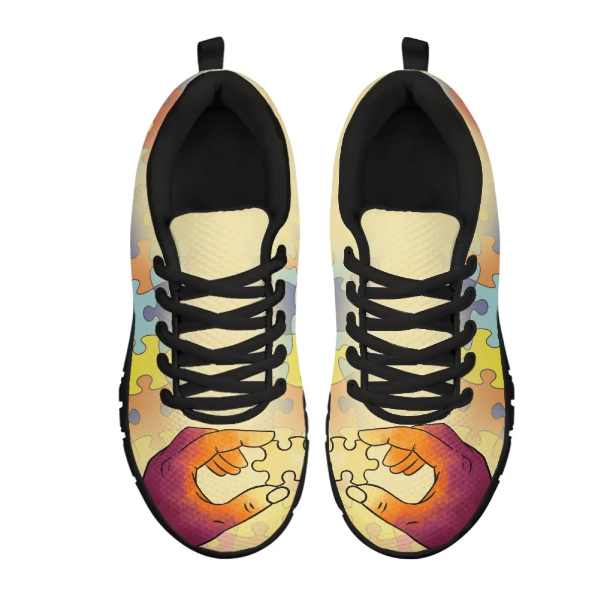 INSTANTARTS Autism Cancer Awareness Design Non-Slip Flat Shoes Wear-Resistant Classic Sneakers for Women Casual Walking Tennis