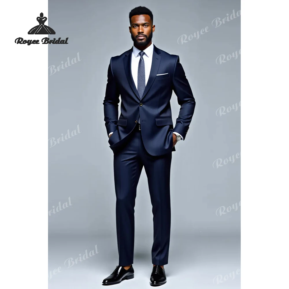 Royal Blue Two Piece Single Breasted Men's Suit Wedding 2026 Notched Lapel Evening Business Suit Customized trajes para hombre