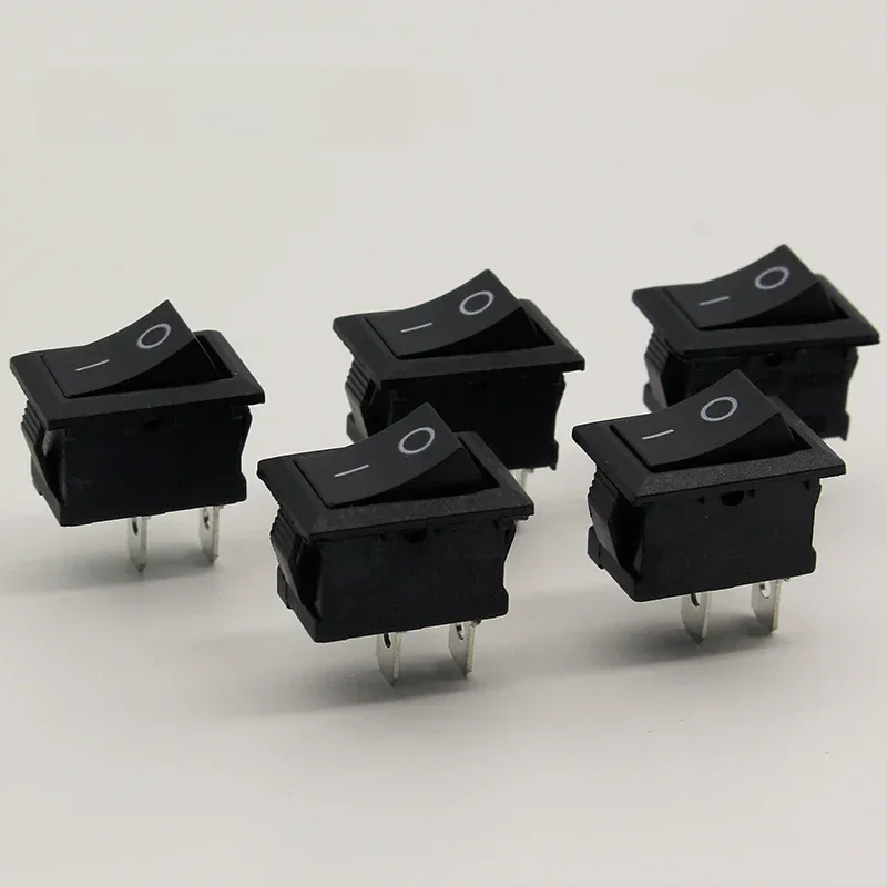 Mini interruptor, botão de apertar preto 5 drive 6a-10a 110v 250v kcd1 2 pinos rocker/desliga