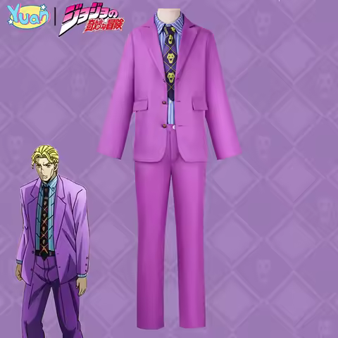 Yoshikage Kira Cosplay Costume JoJos Bizarre Adventure Diamond Is Unbreakable Killer Queen Purple Suit Set