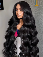 40 Inch Body Wave 13X4 Lace Front Human Hair Wigs 300 Density Baby Hair Lace Front Wig Water Wave  Natural Color For Black Women