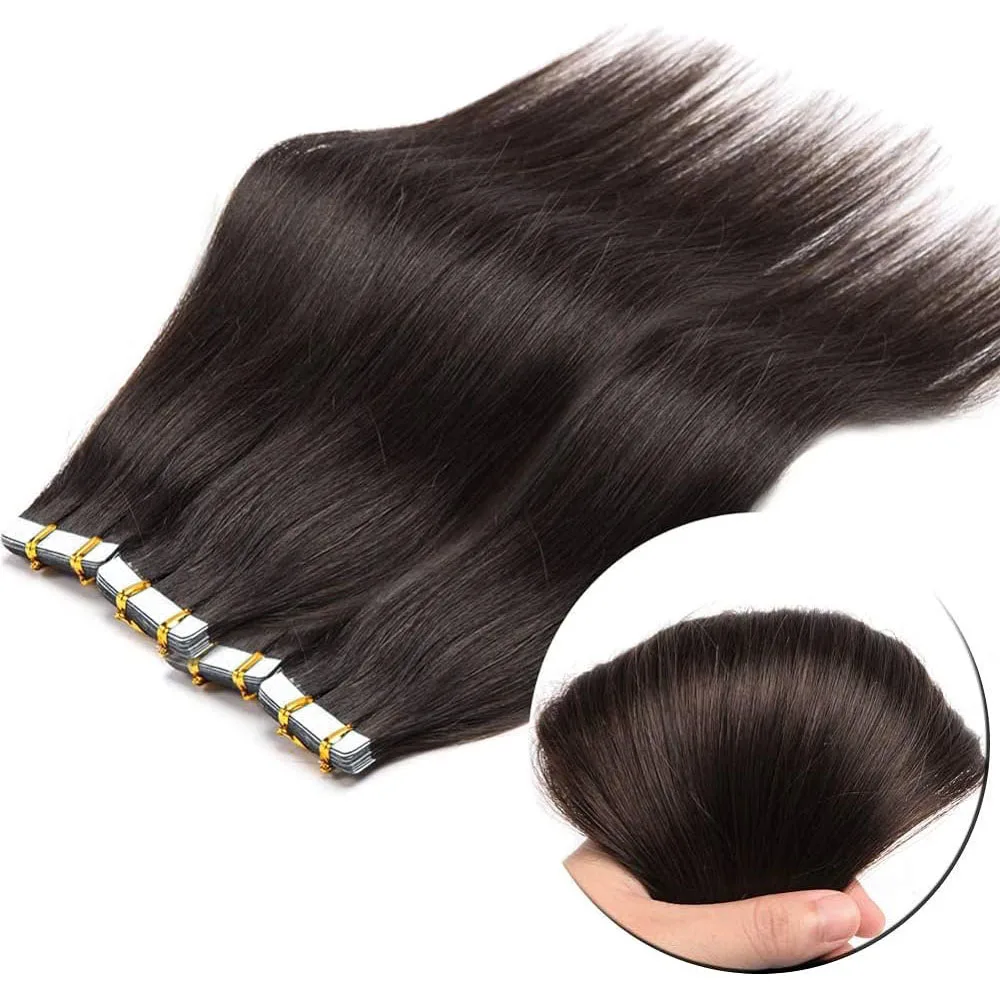 Tape In Hair Extensions 100% Human Hair 16 To 26 Inch Adhesive Replaceable Seamless Skin Weft Tape 20/40pcs Straight Hair Women