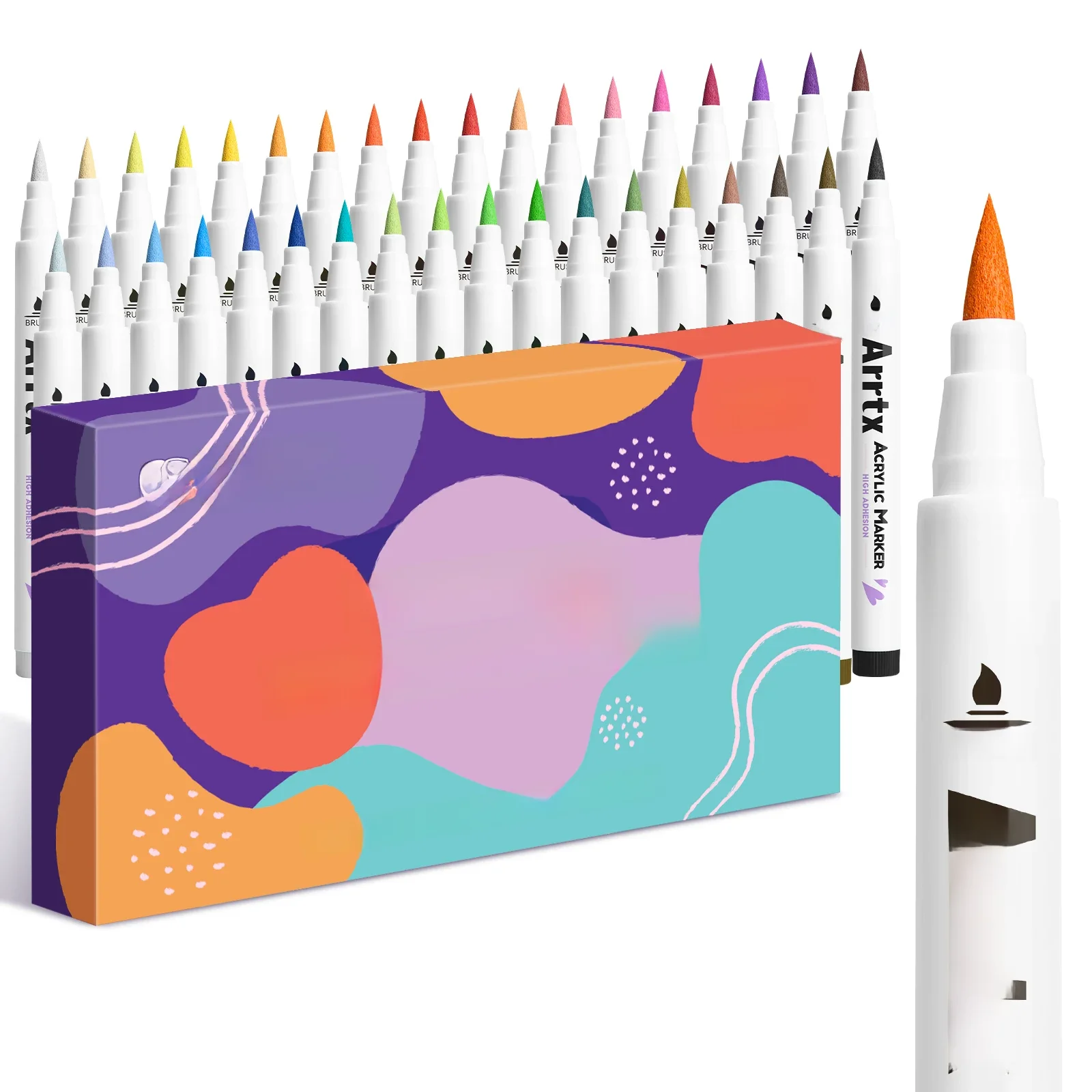 Arrtx 12/36/48/60/90 Farben Acrylmarker für Felsmalerei, Farbmarker mit Pinselspitze, Künstlerbedarf, Stofffarbenmarker