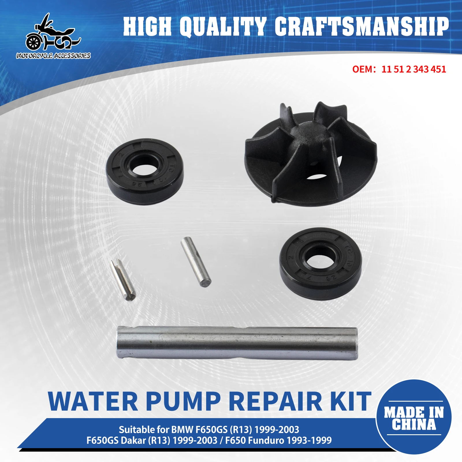

SJ Motorcycle Parts Water Pump Repair Kit Impeller Shaft Seals For BMW F650 GS ST CS G650 Xchallenge Xmoto 93-09 11512343451