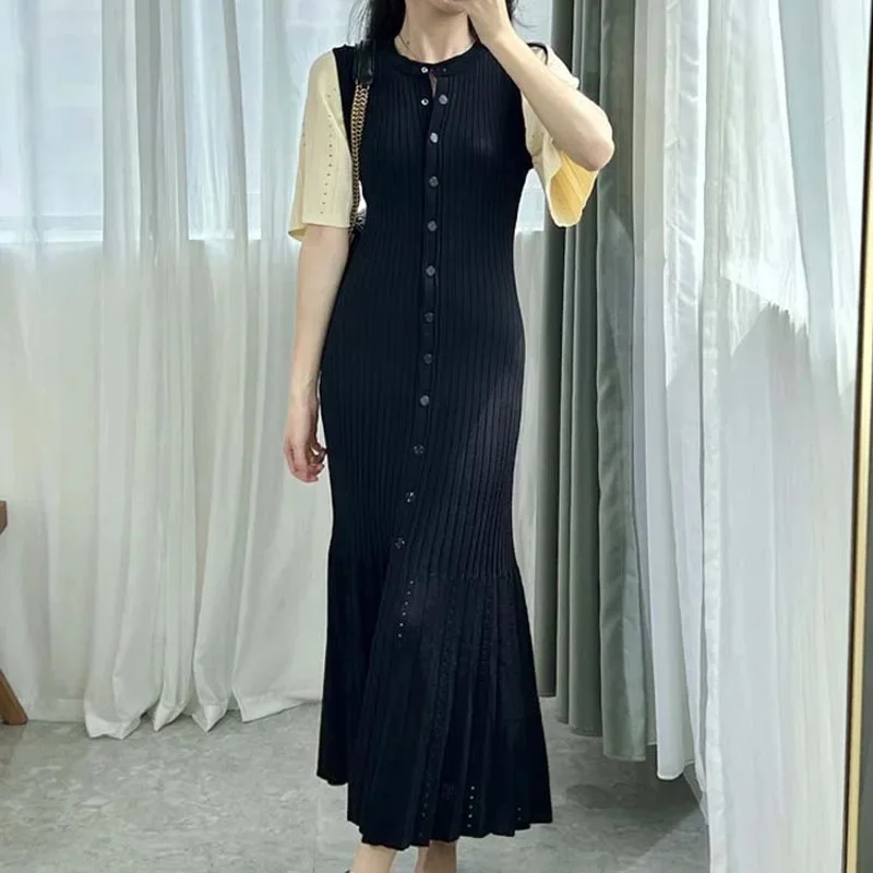 Zomer Lente Nieuwe Franse Elegante High-End Afslankende Gebreide Zeemeermin Jurk Holle Afslankende Visstaart Gebreide Jurk - afbeelding 2