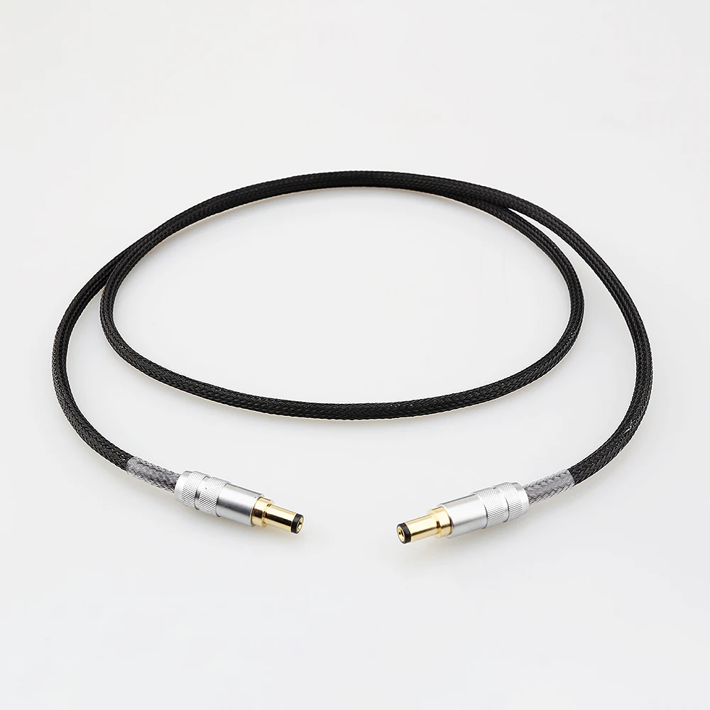 Hifi OCC Silver Plated 12V DC 2.5-2.1 mm Plug Power Cable Connector Male To Male Cord Adapter for Keces Linear Extension DC Wire
