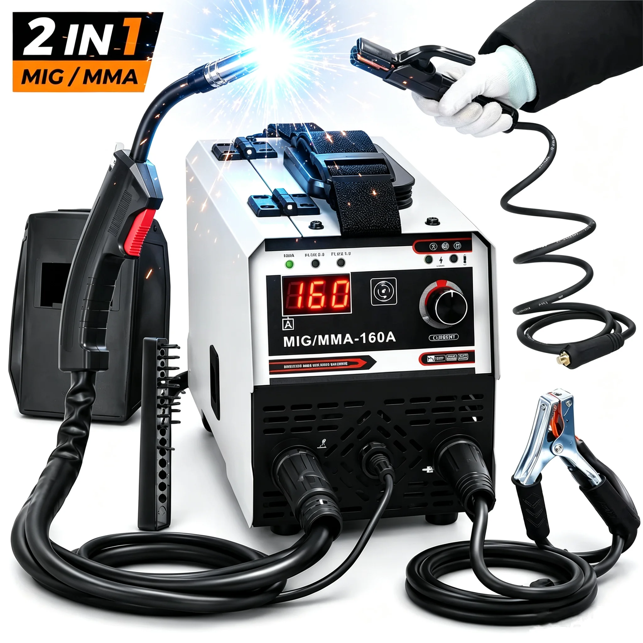Machine à souder MIG MMA 2 en 1 220V IGBT DC Inverter, soudeuse à contact sans gaz, soudeuse à arc, soudeuse à fil intégré, soudage