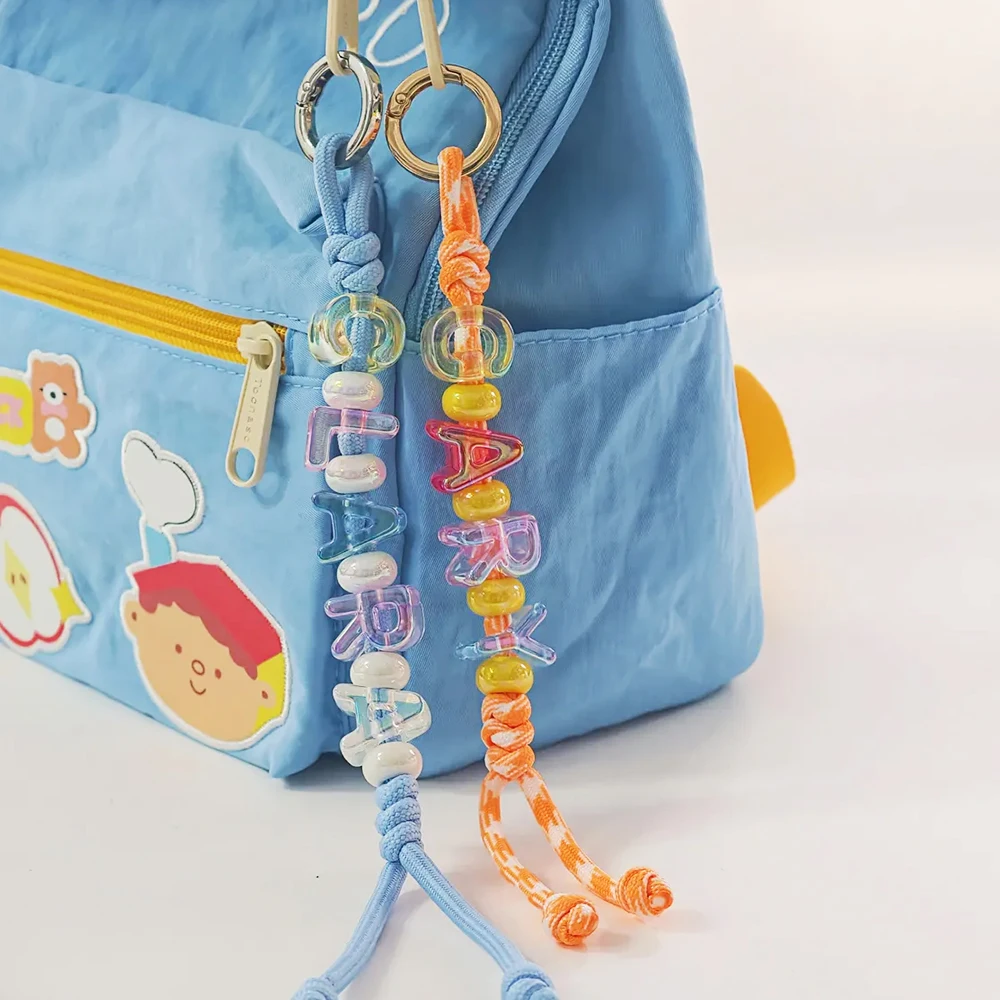 Custom Letter Charm Personalized Name Keychain Clear Acrylic Cute Beaded Y2K Backpack Purse Tag Women Anniversary Gift Handmade
