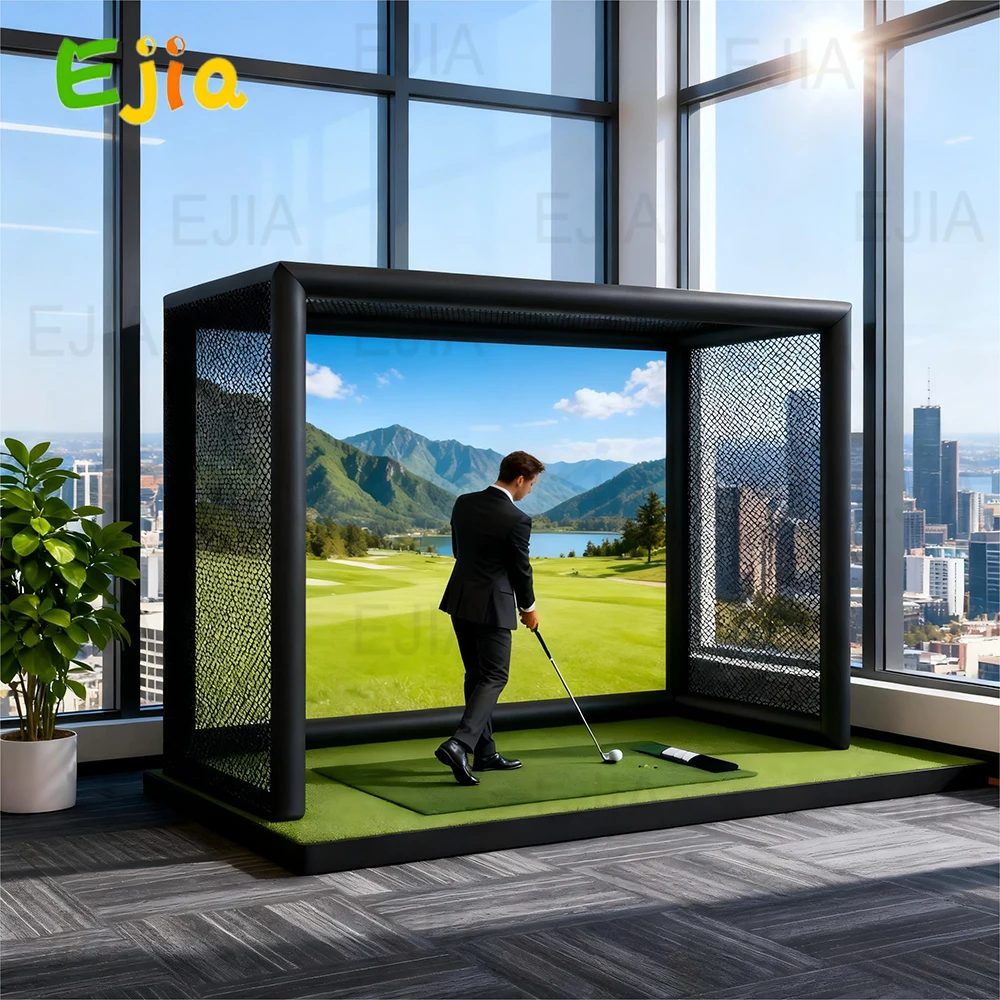 Upgraded Version 11.5*9.5FT Inflatable Golf Simulator Enclosure with Upgraded Impact Screen FOr for Home Outdoor Golf Setup