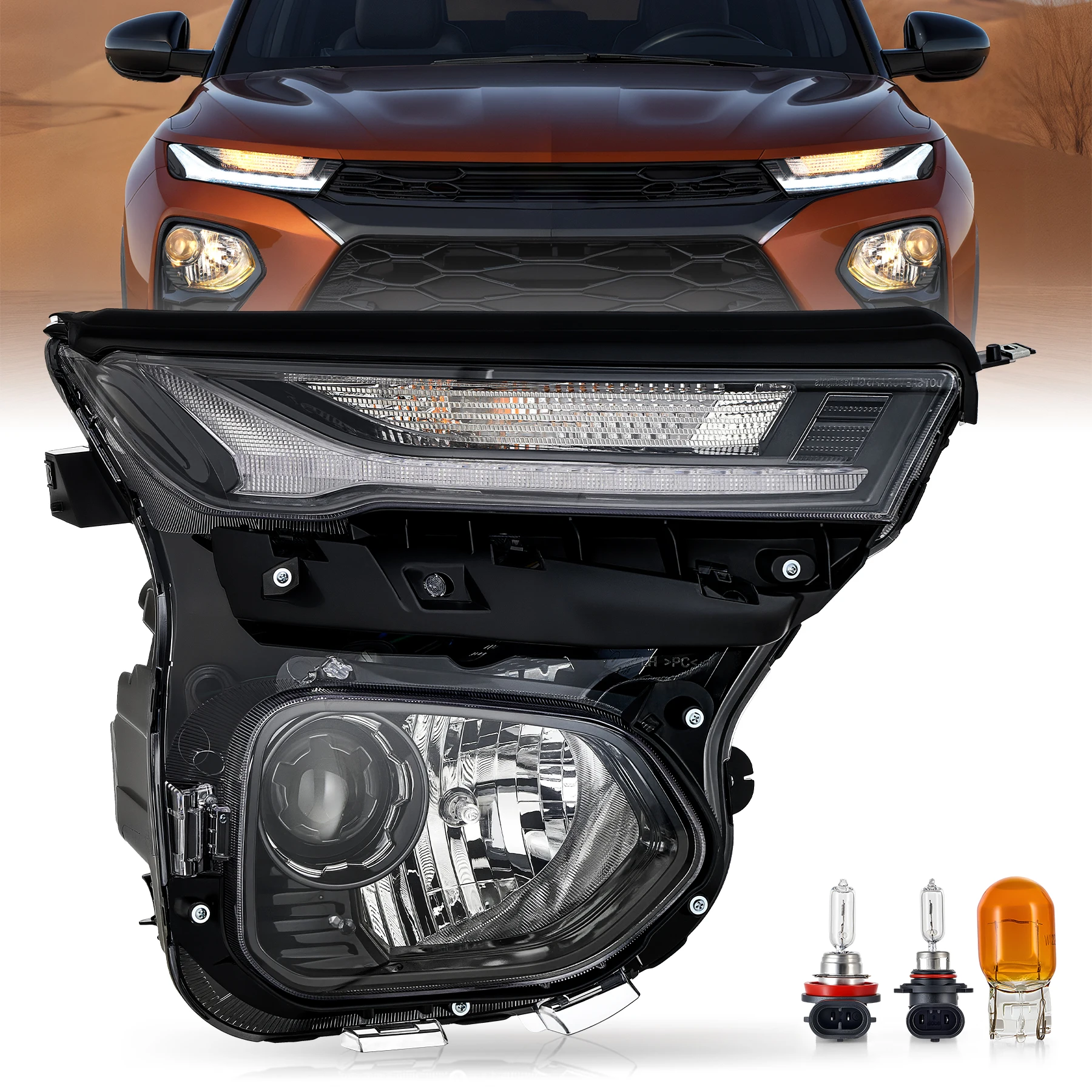 

Правая фара VRC для Chevy Trailblazer 2021 2022 2023, светодиодная галогенная фара DRL с лампочками RH