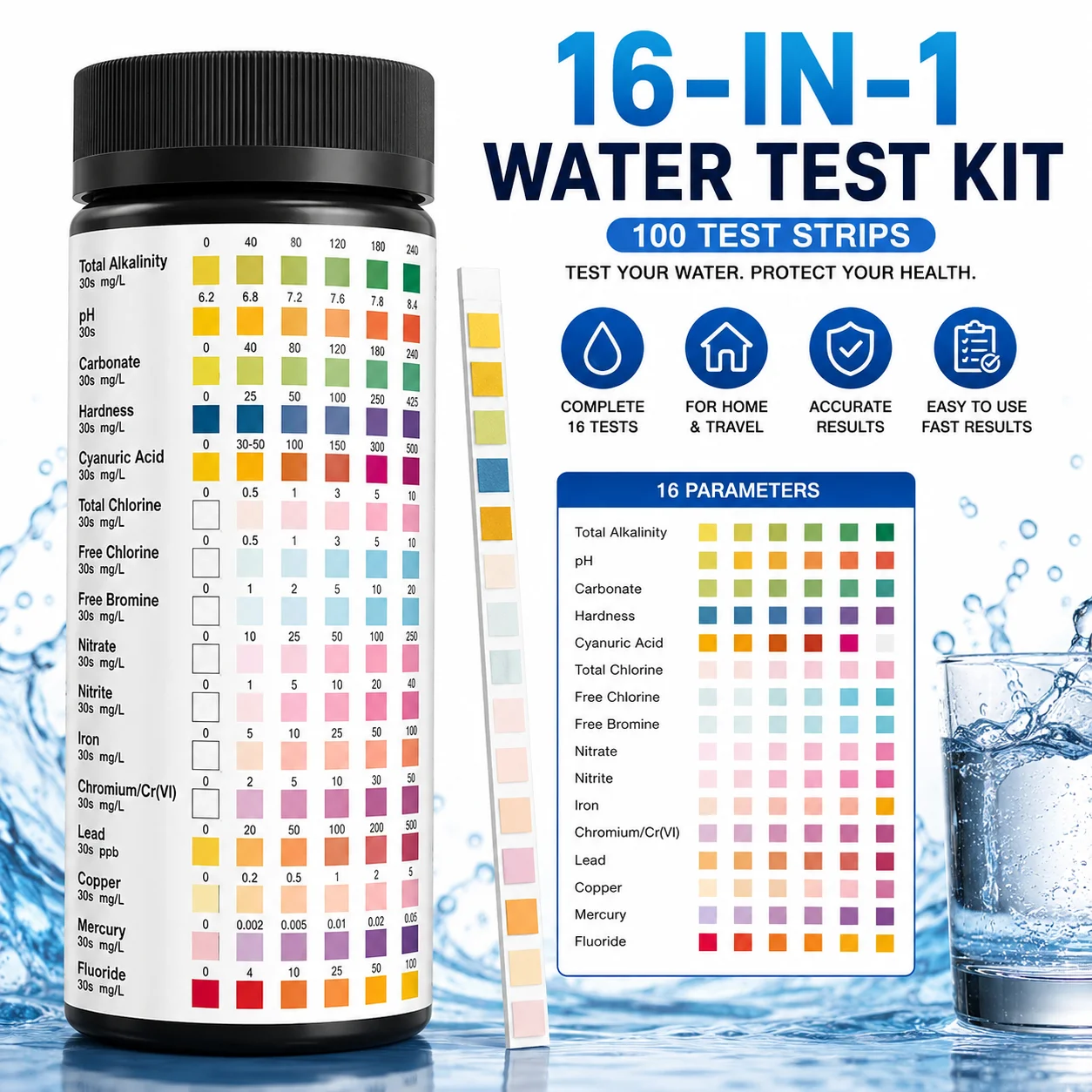 Aquarium Test Kit - Tiras de prueba de agua 16