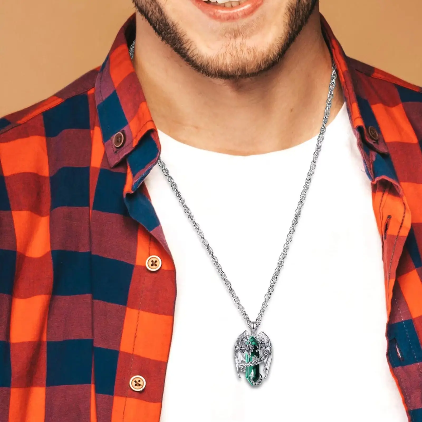 يودورا التنين التوأمة سداسية الملكيت المنشورية قلادة الطاقة شفاء حجر كريستال قلادة المجوهرات الروحية رجل إمرأة #6