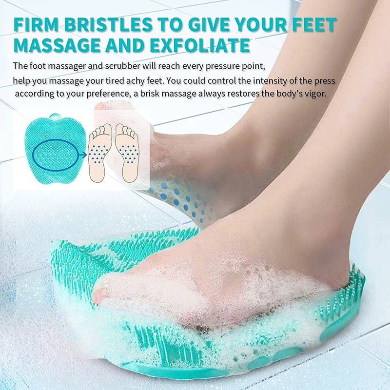 Silicone Foot Massage Mat Brush Bathroom Shower Non-slip Wash Foot Pad Rub Back Body Exfoliating Brush Bathing Cleaning Tool