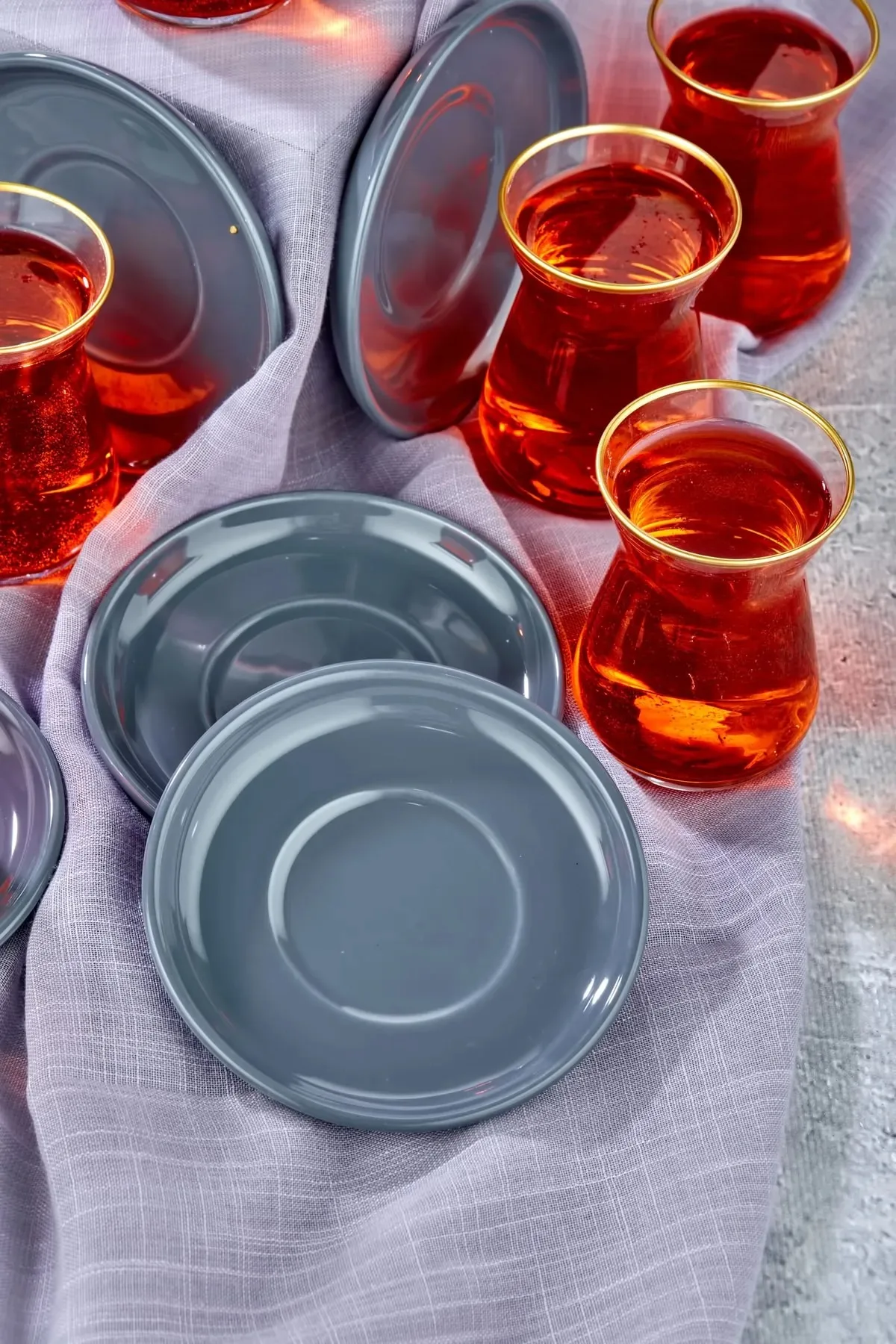 Decorative 12 Piece Turkish Tea Glass Set Gold Gilded Decorated Glass Tea Glass Set Gift Set Kitchen Accessories