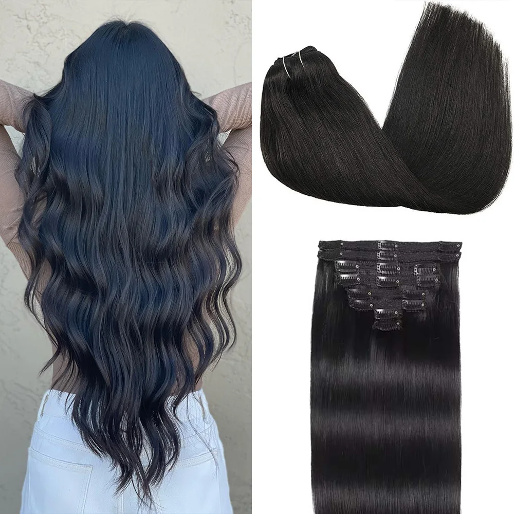 Clip in Hair Extensions Real Human Hair Remy Human Hair Clip in Extensions Soft Silky Straight for Fashion Women Hair Extensions