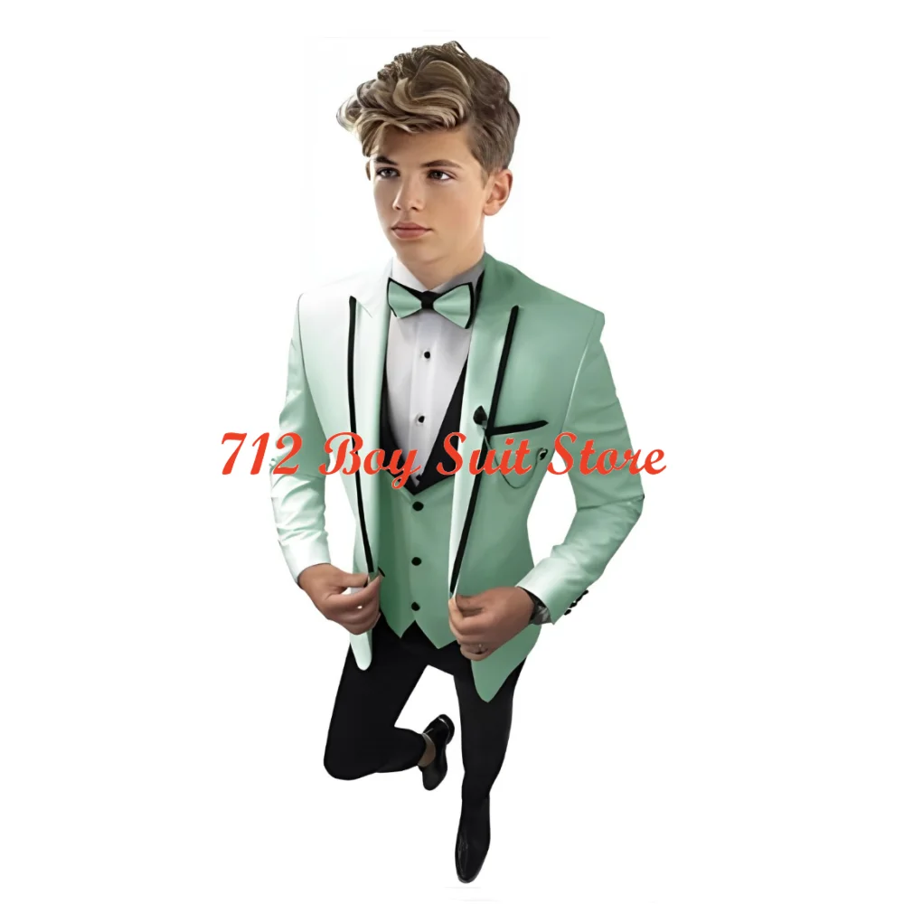 

Boys Tuxedo Formal 3 Piece Wedding Kids Suit Slim Fit Blazer Vest Pants Set Children Outfit