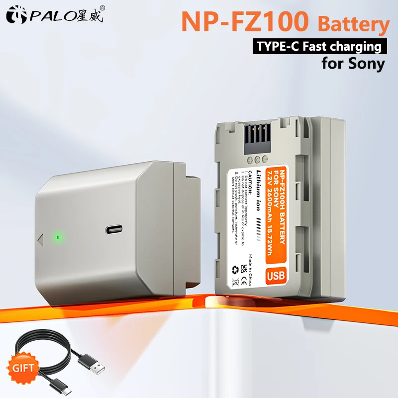 NP-FZ100 NPFZ100 NP FZ100 Battery with Type-C Fast charging for Sony a9 A9M2 a7R III a7c a7iv III ILCE-9 A6600 A7m3 A7R4 A7M4