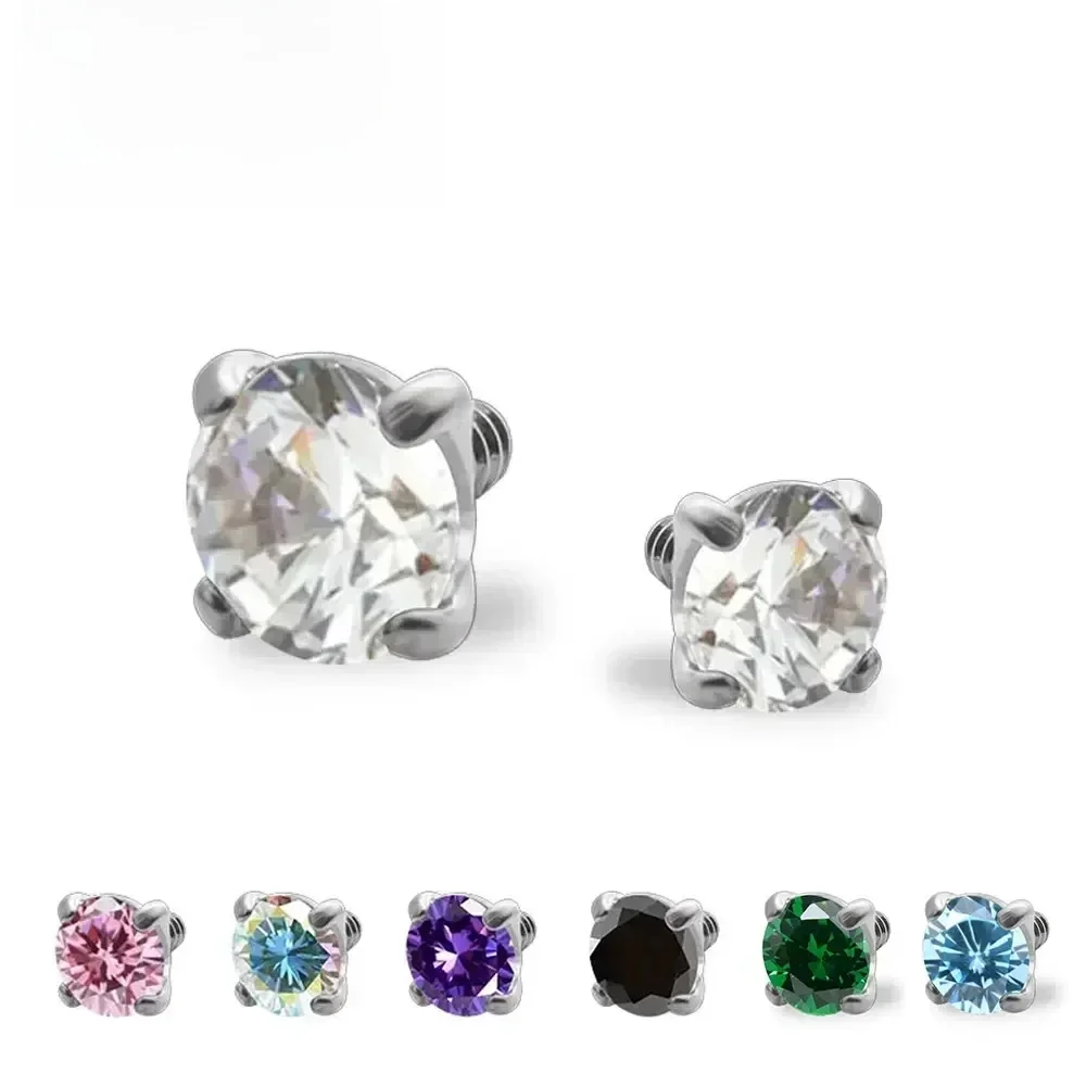 10 szt. Tytan F136 klasy implantowej 16G 2mm 2.5mm/3mm/4mm 5A CZ Wewnętrznie gwintowane końcówki do piercingu helix, chrząstki ucha, tragus — 2