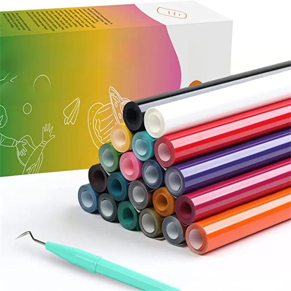HTVRONT 20/14 Pack 12inX3ft/30X90cm PU Warmteoverdracht Vinyl Roll voor Cricut T-shirt Afdrukken DIY Ijzer op HTV Film Gemakkelijk te snijden - afbeelding 2