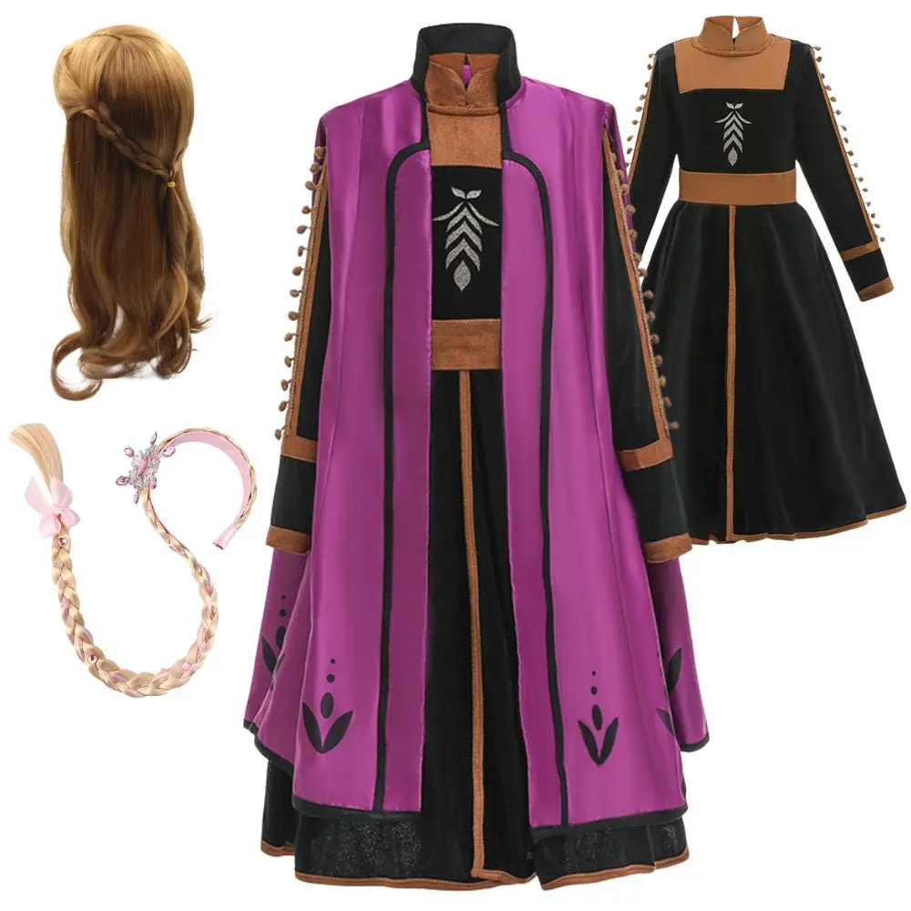 الأميرة آنا تأثيري حلي المجمدة 2 تمويه للأطفال الفتيات فستان الخيال وتتسابق لعب الأدوار هالوين كرنفال فستان بتصميم حالم