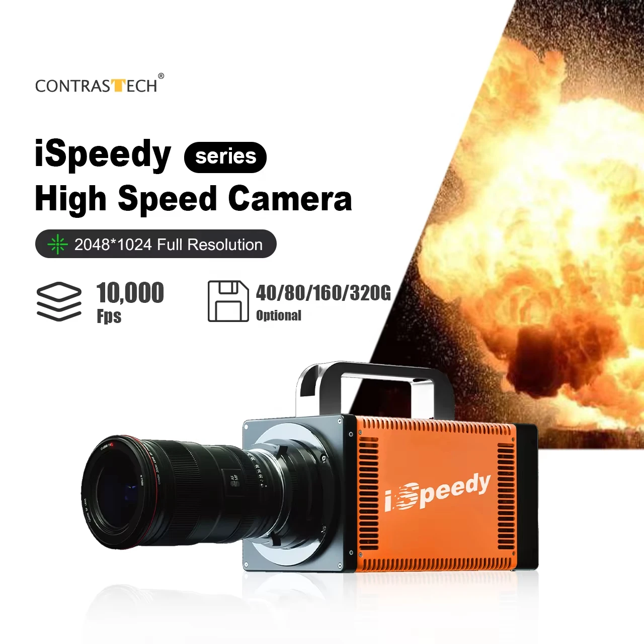 1000fps Ultra High-Speed Camera 170Gbps ISP Intelligent Trigger Industrial Scientific Camera for Fluid Dynamics CONTRASTECH