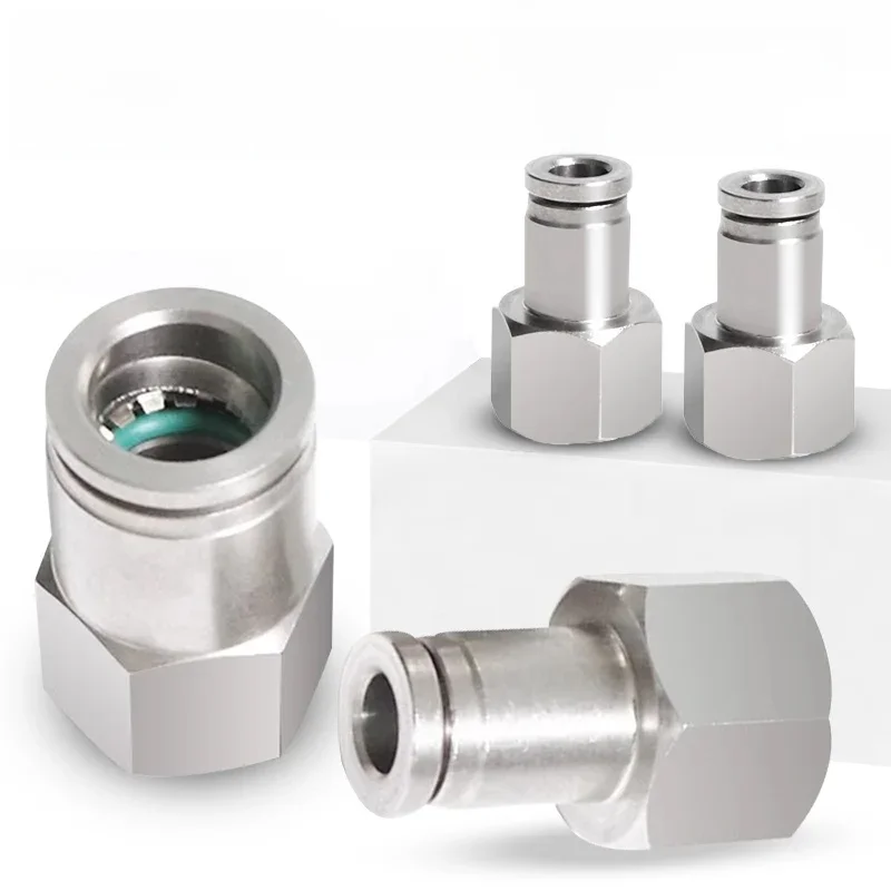Connecteur pneumatique 304 acier inoxydable PCF 1/8 "1/4" 3/8 "1/2" BSP filetage interne tuyau pneumatique tuyau d'air raccord rapide