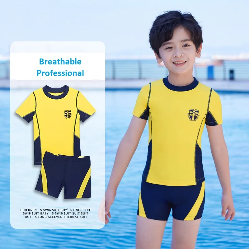 

Boys Swimsuit Two-Piece Swimwear Man UPF50+ Baby Short Sleeve Swimsuits Kids Toddler Infant Beach Bathing Suits Children Trunks