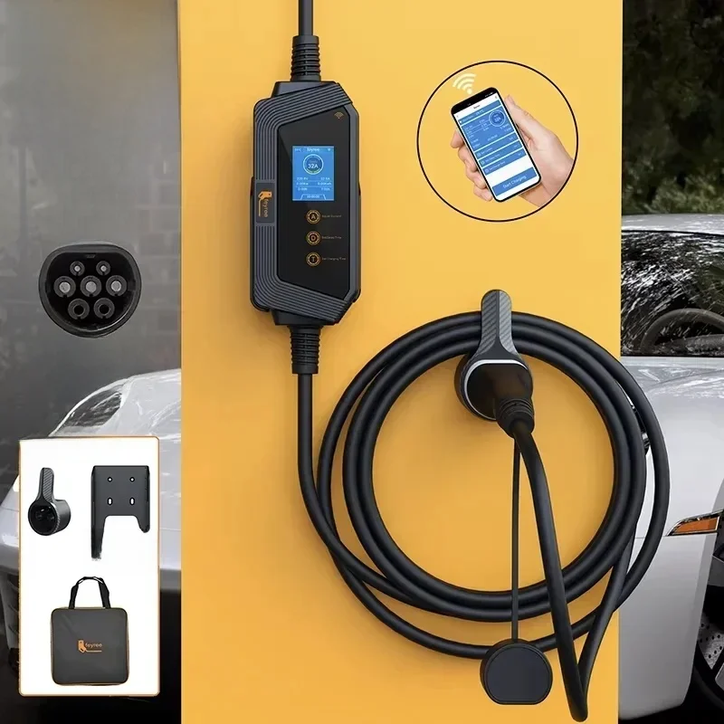 Feyree EV-oplader Type2 32A 7kW Snel opladen Smart APP Wi-Fi-bediening Draagbare oplaaddoos met houder voor elektrische autolader - afbeelding 2