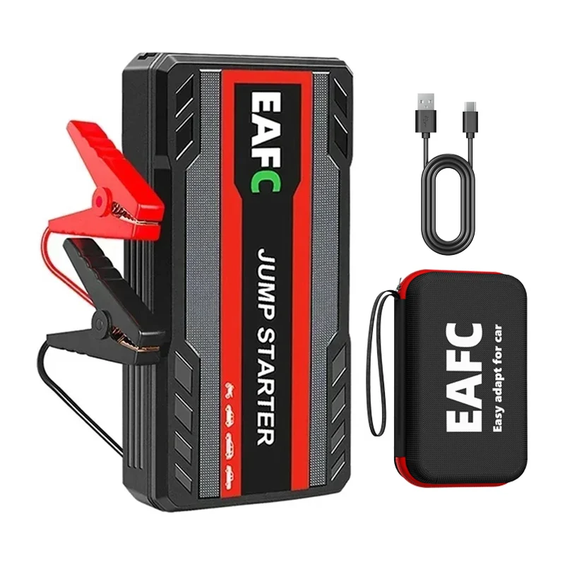 Avviatore di emergenza per auto EAFC, 600A di picco, 12V, booster per batteria auto, power bank portatile, caricatore USB con torcia LED a 3 modalità, avviatore di emergenza per veicoli a benzina da