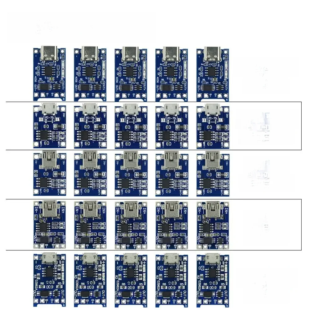 100 szt. Płytka ładująca moduł ładowarki baterii litowej Mini/Micro/typu c 5V 1A 18650 TP4056 z podwójnymi funkcjami ochrony — 2