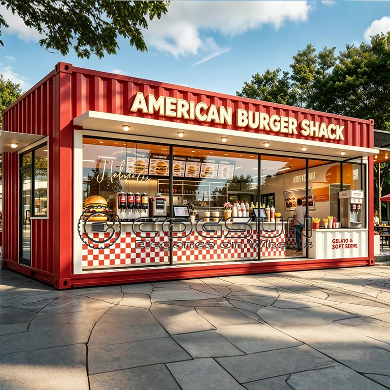 COGSUN Prefab Container Cafe Restaurant Mobile Portable Commercial Building Modular Food Store Outdoor Bar Shop