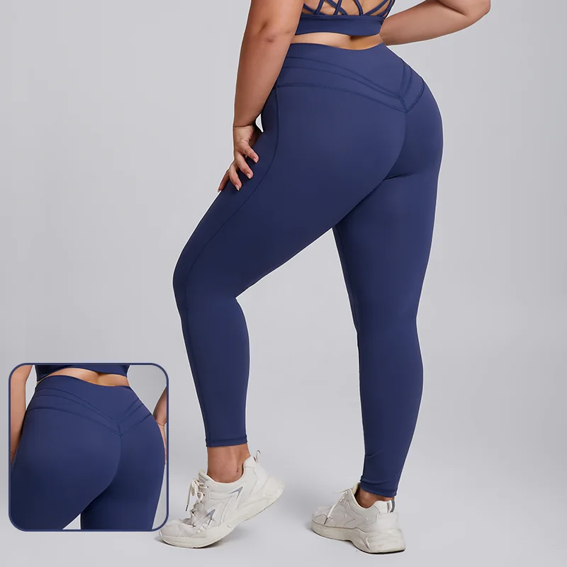 Plus Size High Waisted Yoga Pants for Women Breathable Sports Tights, Three Line Hip Lifting Fitness Pants