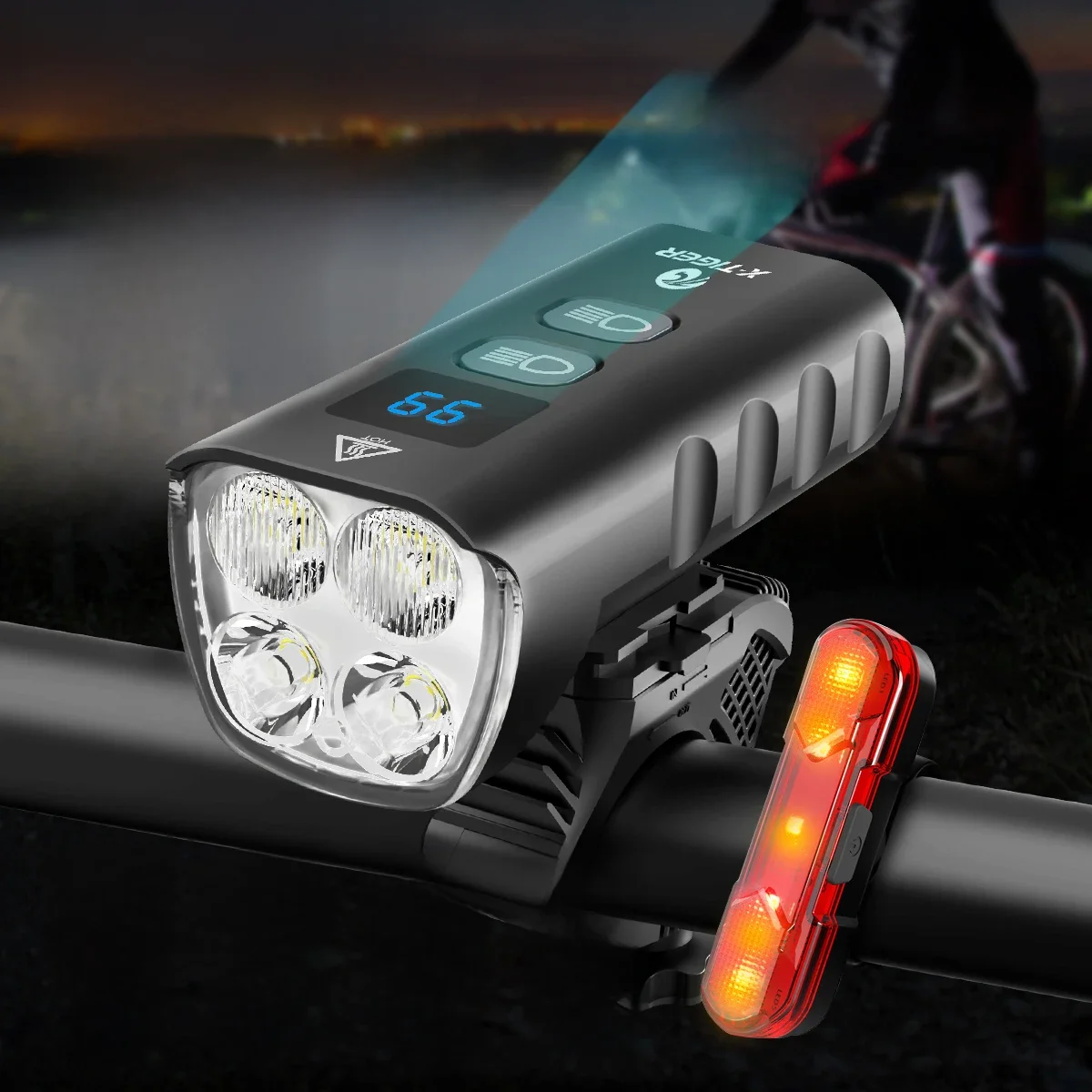 AliExpress UK X-TIGER Bike Front Light 6400mA Rechargeable Bicycle Light 2400LM Cycling Headlight LED Flashlight