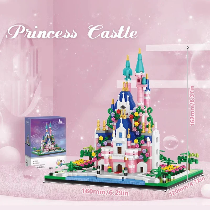 Balody Princess Castle Building Blocks Model Set Pink Blue Church City Classic Cartoon Bricks Ornament Toy For Kids Holiday Gift
