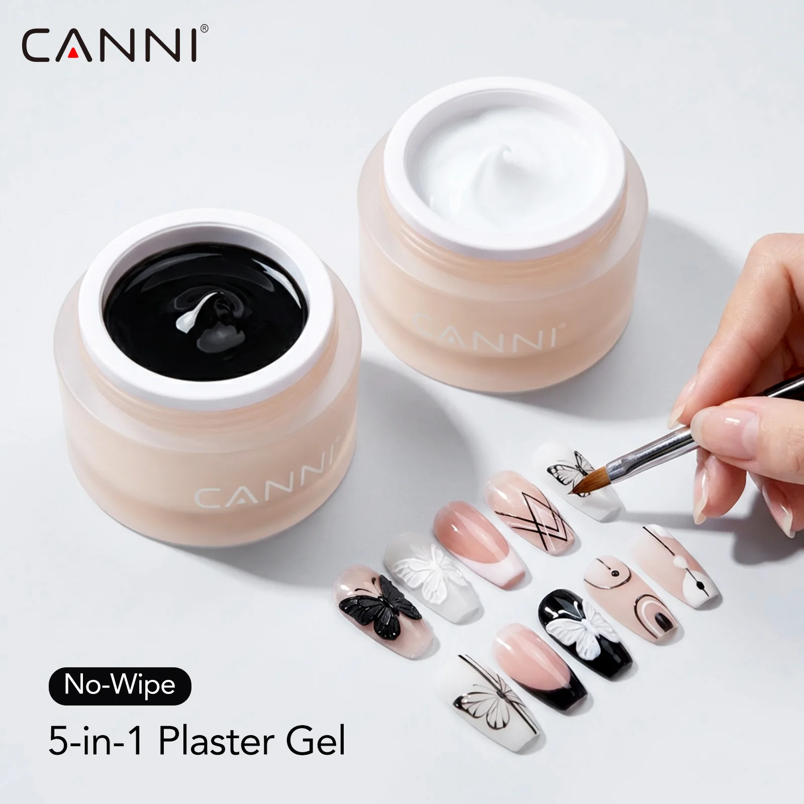 CANNI 10g No-Wipe 5-in-1 Plaster Gel HEMA TPO FREI Nail Art Funktionsgel Weiß Schwarz Nagellack Reliefmuster DIY Maniküre – Detail 16