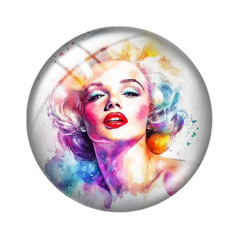 الرجعية مارلين مونرو 10 قطعة 12 مللي متر/16 مللي متر/18 مللي متر/25 مللي متر صورة مستديرة الزجاج كابوشون التجريبي شقة عودة صنع النتائج