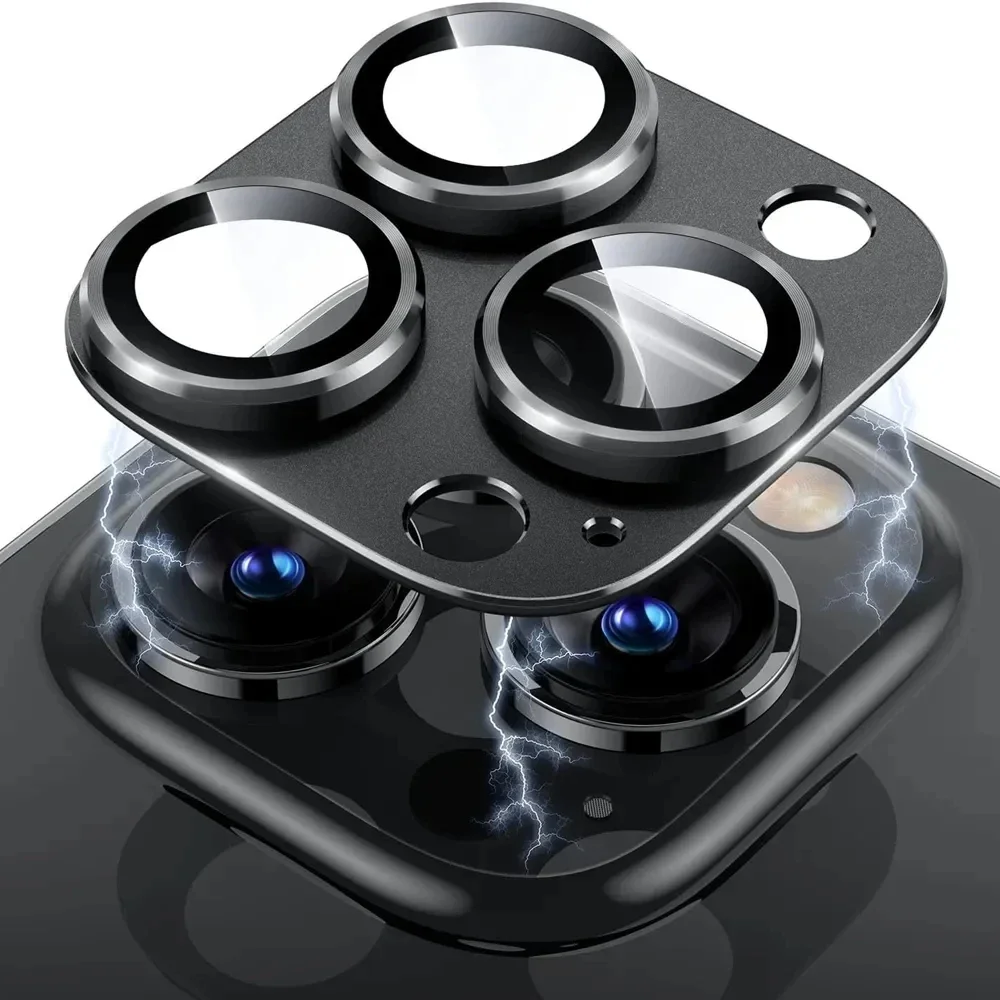 Protecteur d'objectif de caméra à couverture complète, en verre trempé pour iPhone 16 Pro Max, pour iPhone 16 Pro 14 15 Pro Max, protecteur de caméra en métal