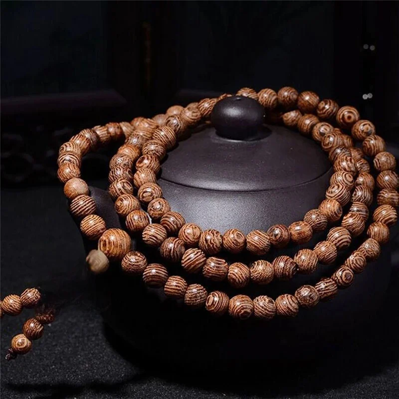 Bracelet chapelet multi-LLC en bois pour homme et femme, 108 perles, style bouddhiste tibétain, mala, bouddha, yoga, bijoux